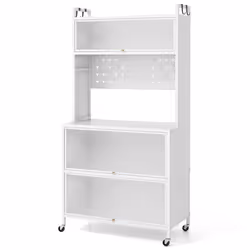 5 Tier Kitchen Bakers Rack Multifunctional Microwave Stand w/ Flip Door Cabinets
