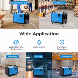 50L/Day Crawl Space Commercial Dehumidifier w/ 24H Timer-Blue