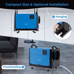 50L/Day Crawl Space Commercial Dehumidifier w/ 24H Timer-Blue