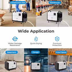 50L/Day Crawl Space Commercial Dehumidifier w/ 24H Timer-White
