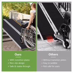 5FT Portable Aluminum Wheelchair Ramp Home Threshold Ramp w/Transition Plate