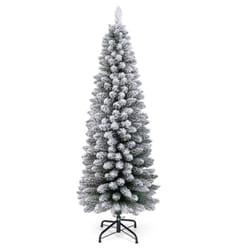 5ft Slim Artificial Christmas Tree Snow Flocked Seasonal Decoration Tree