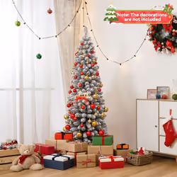 5ft Slim Artificial Christmas Tree Snow Flocked Seasonal Decoration Tree