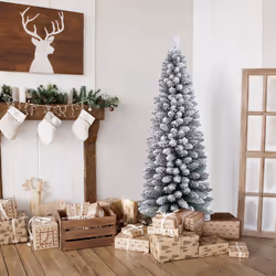 5ft Slim Artificial Christmas Tree Snow Flocked Seasonal Decoration Tree
