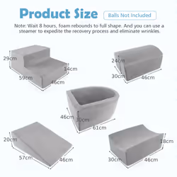 5-Piece Climb and Crawl Playset Soft Climbing Blocks with Ball Pit Grey