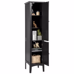 5-Tier Bathroom High Cabinet Tall Narrow Storage Cabinet Organizer