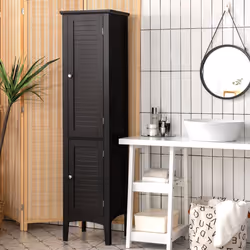 5-Tier Bathroom High Cabinet Tall Narrow Storage Cabinet Organizer