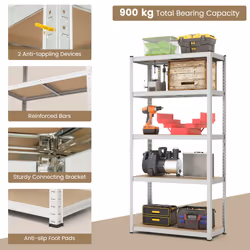 5-Tier Metal Shelving Unit Garage Storage Utility Shelves-Silver