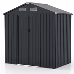 6 X 4 FT Galvanized Metal Garden Storage Shed All-Weather Utility Tool House