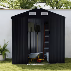 6 X 4 FT Galvanized Metal Garden Storage Shed All-Weather Utility Tool House