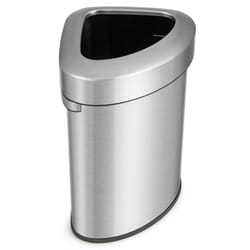 60L Corner Trash Can Rubbish Bin Stainless Steel Stay Open Rubbish Can