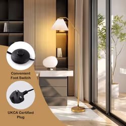 66" Arc Floor Lamp Modern Standing Lamp w/ Adjustable Lamp Head-Gold
