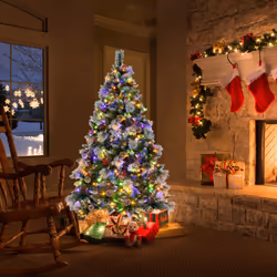 6FT Pre-Lit Artificial Christmas Tree Hinged Xmas Tree w/ 350 LED Lights