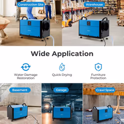 70L/Day Crawl Space Commercial Dehumidifier w/ 24H Timer-Blue