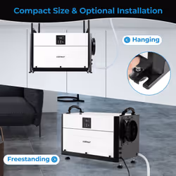 70L/Day Crawl Space Commercial Dehumidifier w/ 24H Timer-White