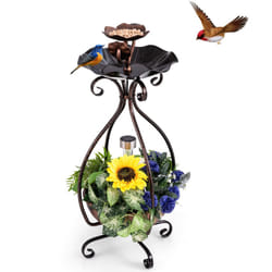 79cm Solar Outdoor Bird Bath Vintage Pedestal Bird Feeder-Antique Bronze