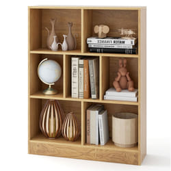 7-Cube Bookshelf 3-Tier Cubby Storage Organizer Wooden Cube Bookcase