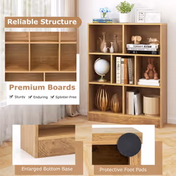7-Cube Bookshelf 3-Tier Cubby Storage Organizer Wooden Cube Bookcase