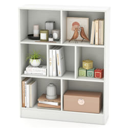 7-Cube Bookshelf 3-Tier Cubby Storage Organizer Wooden Cube Bookcase