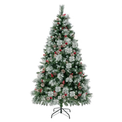 7FT Pre-Lit Artificial Christmas Tree Hinged Xmas Tree w/ 400 LED Lights