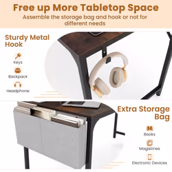 80 X 60 cm Computer Desk Home Office Desk w/ Charging Station-Brown
