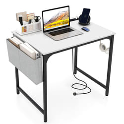 80 X 60 cm Computer Desk Home Office Desk w/ Charging Station-White
