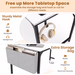 80 X 60 cm Computer Desk Home Office Desk w/ Charging Station-White