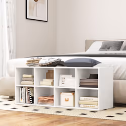8-Cube Shoe Bench Entryway Shoe Rack Cabinet 8 Cubbies Storage Shelf
