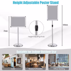 A3 Poster Frame Stand Presentation Stand with Adjustable Height-Sliver
