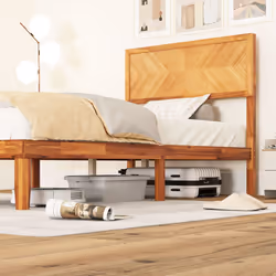 Acacia Wood Bed Frame w/ Headboard No Box Spring Needed Single Size, Caramel