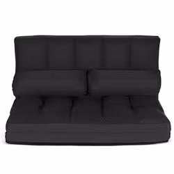 Adjustable Floor Sofa 6-Position Foldable Lazy Sofa Bed-Black