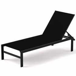 Aluminum Chaise Lounge Chair Heavy-Duty Patio Recliner-Black