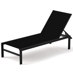 Aluminum Chaise Lounge Chair Heavy-Duty Patio Recliner-Black