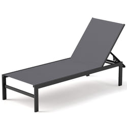 Aluminum Chaise Lounge Chair Heavy-Duty Patio Recliner-Gray