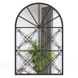 Arched Window Pane Mirror Metal Frame Hanging Decorative Mirror