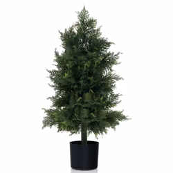 Artificial Cedar Topiary Tree Indoor Fake Pine Tree w/ Plastic Nursery Pot