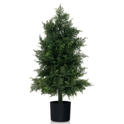 Artificial Cedar Topiary Tree Indoor Fake Pine Tree w/ Plastic Nursery Pot
