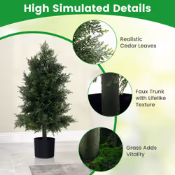 Artificial Cedar Topiary Tree Indoor Fake Pine Tree w/ Plastic Nursery Pot
