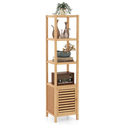 Bamboo Floor Storage Cabinet 140cm Standing Organizer Cabinet Natural