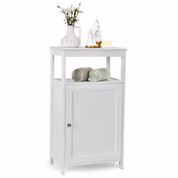 Bathroom Floor Cabinet Single Door Floor Cabinet with Shelf-White