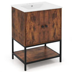 Bathroom Vanity Unit with Basin Rustic Floor Basin Cupboard Ceramic Sink