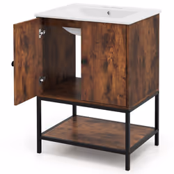 Bathroom Vanity Unit with Basin Rustic Floor Basin Cupboard Ceramic Sink
