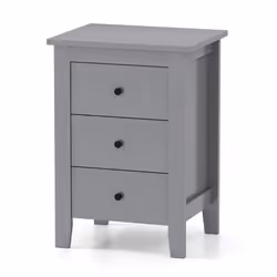 Bedside Table Wooden Nightstand End Side Table w/ 3 Drawers-Grey