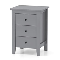 Bedside Table Wooden Nightstand End Side Table w/ 3 Drawers-Grey