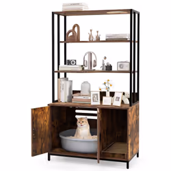 Cat Litter Box Enclosure 154cm Hidden Cat Washroom Furniture-Coffee