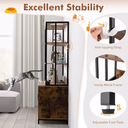 Cat Litter Box Enclosure 154cm Hidden Cat Washroom Furniture-Coffee