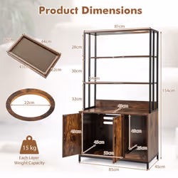 Cat Litter Box Enclosure 154cm Hidden Cat Washroom Furniture-Coffee