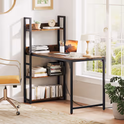Computer Desk 120 CM Study Writing Desk with Charging Station-Brown
