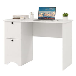 Computer Desk Home Office Writing Desk Study Desk w/ 2 Drawers-White
