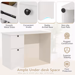 Computer Desk Home Office Writing Desk Study Desk w/ 2 Drawers-White